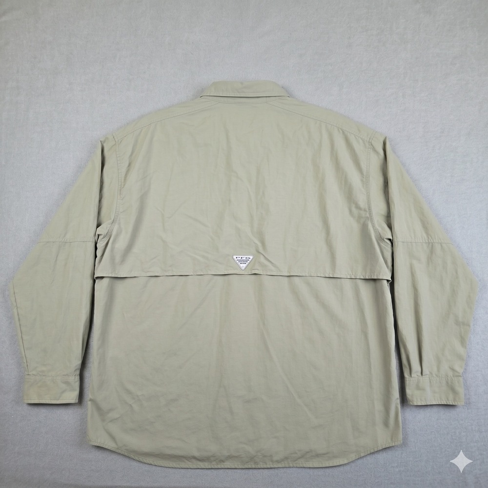 Columbia PFG Bahama II Long Sleeve Fishing Shirt Tan Khaki UPF 30 Mens 3XL - Picture 2 of 16